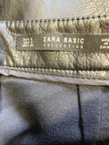 ZARA BASIC BLACK FAUX LEATHER A-LINE MINI SKIRT SIZE S