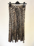GANNI BLACK & BROWN LEOPARD PRINT SILK A LINE MIDI SKIRT SIZE 36 UK