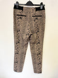 WHISTLES BROWN & BLACK SNAKESKIN PRINT TAPERED LEG TROUSERS SIZE 8
