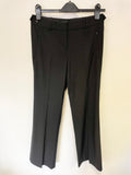 MARCCAIN BLACK WOOL BLEND TAILORED STRAIGHT LEG TROUSERS SIZE 2 UK 12