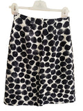 LK BENNETT 100% SILK WHITE,GREY & BLACK PRINT A-LINE SKIRT SIZE 6