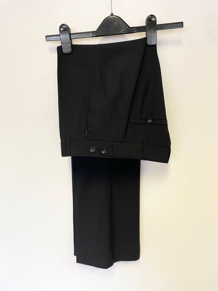 MARCCAIN BLACK WOOL BLEND TAILORED STRAIGHT LEG TROUSERS SIZE 2 UK 12