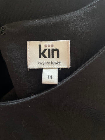 KIN BY JOHN LEWIS BLACK 3/4 SLEEVE MIDI DRESS SIZE 14