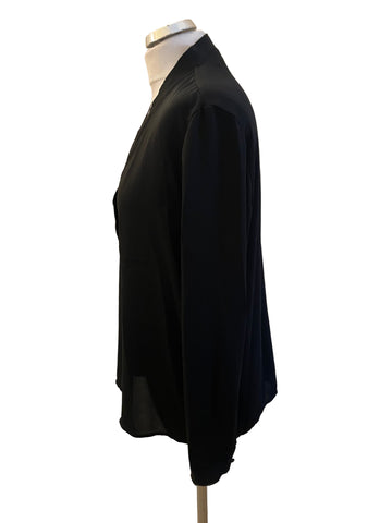 MARCCAIN BLACK V NECK LONG SLEEVE BLOUSE SIZE N4 UK 14