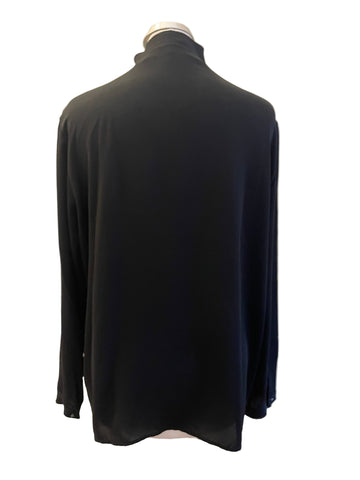 MARCCAIN BLACK V NECK LONG SLEEVE BLOUSE SIZE N4 UK 14