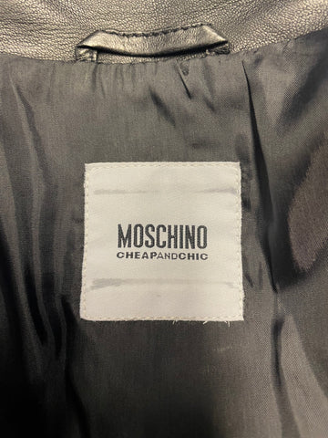 MOSCHINO CHEAP AND CHIC LEATHER ZIP UP BIKER JACKET SIZE 10