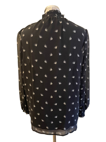 SOMERSET BY ALICE TEMPERLEY BLACK & GREY FAN PRINT TOP SIZE 14