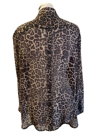 MINT VELVET BROWN LEOPARD PRINT LONG SLEEVE BLOUSE  SIZE 16
