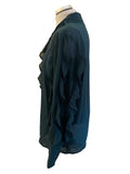 SOSANDAR BOTTLE GREEN FRILL TRIMMED LONG SLEEVE BLOUSE SIZE 14