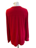 JOSEPH RIBKOFF RED FRILL FRONT STRETCH JERSEY TOP  SIZE 16