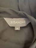 SOSANDAR BLACK KEYHOLE NECK FRILL TRIM TOP SIZE 14