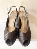 RUSSELL & BROMLEY BROWN SATIN PLATFORM SOLE HIGH HEEL SANDALS  SIZE 7/40