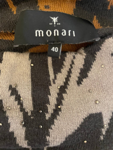 MONARI 100% COTTON CHARCOAL,TAN & GREY PATTERNED JUMPER SIZE 14