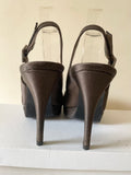 RUSSELL & BROMLEY BROWN SATIN PLATFORM SOLE HIGH HEEL SANDALS  SIZE 7/40