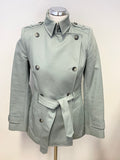 REISS CAINES AQUA DOUBLE BREASTED BELTED JACKET/ SHORT TRENCH COAT SIZE