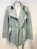 REISS CAINES AQUA DOUBLE BREASTED BELTED JACKET/ SHORT TRENCH COAT SIZE