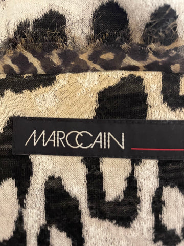 MARCCAIN 100% VIRGIN WOOL MULTICOLOURED LEOPARD PRINT CARDIGAN SIZE N5 UK 14/16