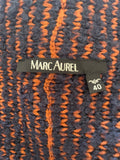 MARC AUREL NAVY BLUE & RUST FRINGED EDGE TO EDGE CARDIGAN SIZE 40 UK 14