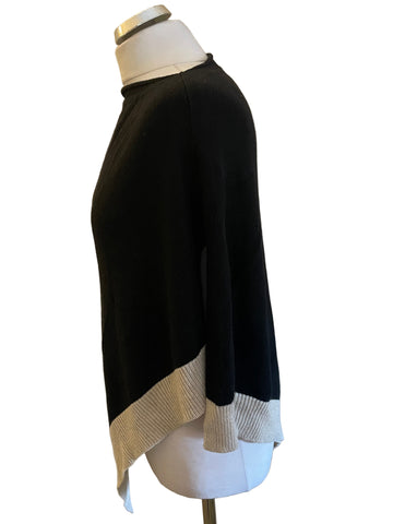 JIGSAW BLACK KNIT & CREAM EDGED PONCHO ONE SIZE