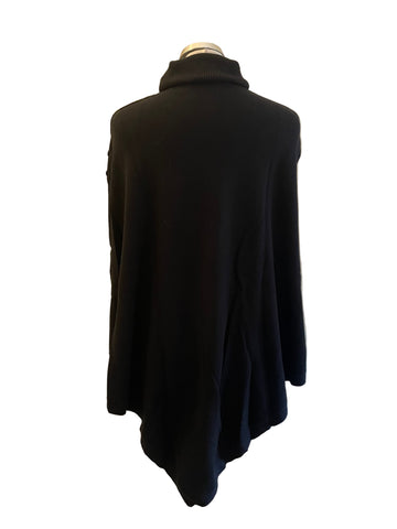 HOLLAND COOPER BLACK POLO NECK BUTTON TRIM PONCHO ONE SIZE