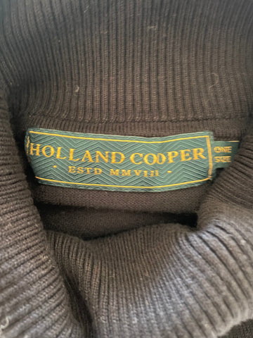 HOLLAND COOPER BLACK POLO NECK BUTTON TRIM PONCHO ONE SIZE