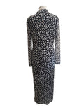 MINT VELVET BLACK & WHITE MESH PRINT LONG SLEEVE MAXI DRESS SIZE L