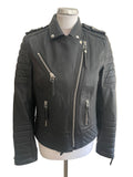 BODA SKINS DESIGNED BY N.S ALEXANDER BLACK LEATHER BIKER JACKET SIZE 10