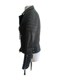 BODA SKINS DESIGNED BY N.S ALEXANDER BLACK LEATHER BIKER JACKET SIZE 10