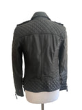 BODA SKINS DESIGNED BY N.S ALEXANDER BLACK LEATHER BIKER JACKET SIZE 10