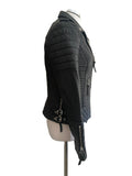 BODA SKINS DESIGNED BY N.S ALEXANDER BLACK LEATHER BIKER JACKET SIZE 10