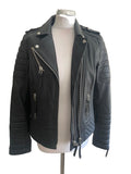 BODA SKINS DESIGNED BY N.S ALEXANDER BLACK LEATHER BIKER JACKET SIZE 10