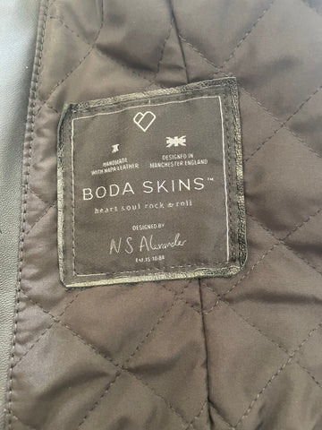 BODA SKINS DESIGNED BY N.S ALEXANDER BLACK LEATHER BIKER JACKET SIZE 10