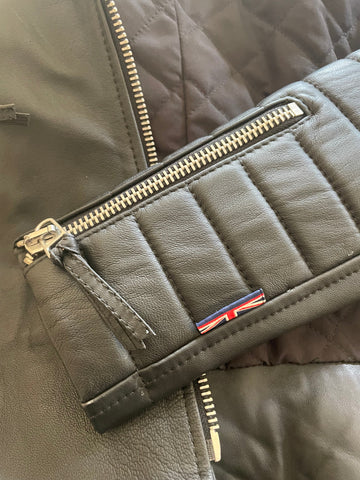 BODA SKINS DESIGNED BY N.S ALEXANDER BLACK LEATHER BIKER JACKET SIZE 10