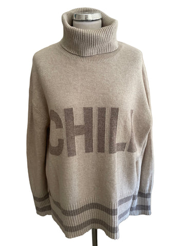 OUI BEIGE CHILL ROLL NECK LONG SLEEVE JUMPER SIZE 12