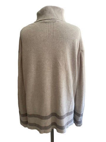 OUI BEIGE CHILL ROLL NECK LONG SLEEVE JUMPER SIZE 12