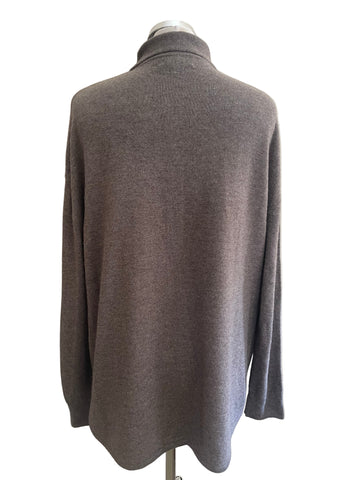 THE WHITE COMPANY BROWN WOOL BLEND COLLARED CARDIGAN  SIZE M