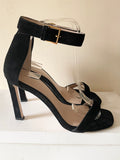 STUART WEITZMAN BLACK SUEDE ANKLE STRAP HIGH HEEL SANDALS SIZE 5.5/38.5