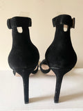 STUART WEITZMAN BLACK SUEDE ANKLE STRAP HIGH HEEL SANDALS SIZE 5.5/38.5