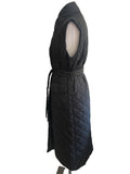 GANT BLACK QUILTED SLEEVELESS BELTED LONG GILET SIZE XS