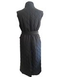 GANT BLACK QUILTED SLEEVELESS BELTED LONG GILET SIZE XS