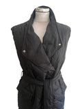GANT BLACK QUILTED SLEEVELESS BELTED LONG GILET SIZE XS