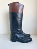 BALLY BLACK & BROWN LEATHER KNEE LENGTH BOOTS SIZE 7/40