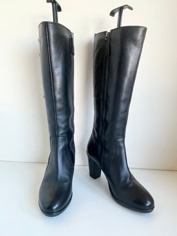 BRAND NEW CLARKS BLACK LEATHER KNEE LENGTH BOOTS SIZES 5/38