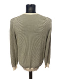 HUGO BOSS CREAM & DARK GREEN WEAVE COTTON JUMPER  SIZE L