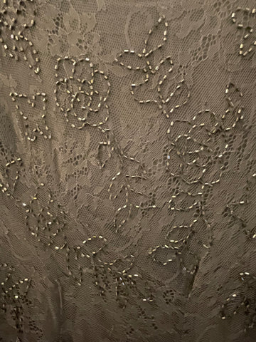 JAEGER BLACK LACE & BEADED SILK LINED FLARED SKIRT SIZE 12