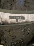 JAEGER BLACK LACE & BEADED SILK LINED FLARED SKIRT SIZE 12