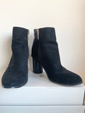 OASIS BLACK SUEDE & FAUX LEATHER ROUND HEEL ANKLE BOOTS SIZE 5/38