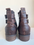 BRAND NEW FAT FACE DALBY BROWN LEATHER BUCKLE TRIM ANKLE BOOTS SIZE 7/41