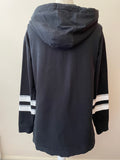EMPORIO ARMANI BLACK,GREY & WHITE STRIPE TRIMMED LONG SLEEVE HOODED SWEATSHIRT SIZE M