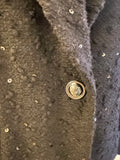 JOSEPH RIBKOFF BLACK SEQUIN TRIMMED BOUCLE JACKET SIZE 14
